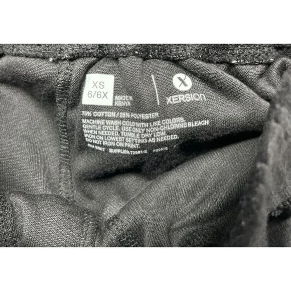Xersion Velour Jogger Pants Girls XS 6-6X Black White Color Block Drawstring New - Picture 7 of 9